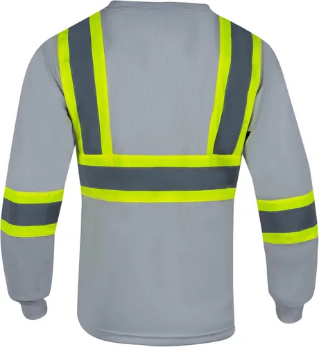 Miniatura 3 de VENDACE Camiseta de Seguridad Reflectante de Alta Visibilidad 3 Paquetes Hi Vis Camisa de Trabajo de Construcción de Manga Larga