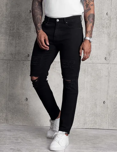 Miniatura 5 de LONGBIDA Mens Skinny Slim Fit Ripped Straight Hip Hop Biker Stretchy Jeans