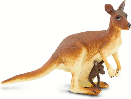 Safari Ltd. Figura de canguro con bebé, juguete realista pintado a mano de 4 pulgadas, compañero educativo para niños, niñas y niños a partir de 3
