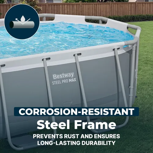 Miniatura 7 de Bestway Steel Pro MAX - Juego de piscina sobre el suelo (10 pies x 6 pies 7 pulgadas x 33 pulgadas), incluye bomba de filtro de 330 galones por