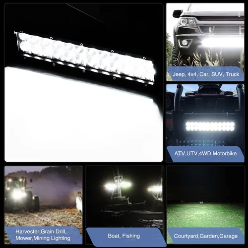 Miniatura 8 de GOOACC Barra de luz LED de 12 pulgadas, 72 W, combo de inundación de puntos, luces de conducción todoterreno, lámpara de trabajo con arnés