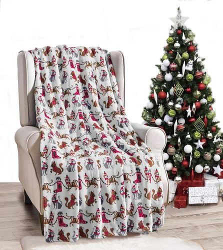 Miniatura 8 de Elegant Comfort Velvet Touch Ultra Lujosa Manta/Frazada de Vellón con Estampado Navideño de Vacaciones - 50 x 60 pulgadas, (Flor de Pascua), 50 x 60