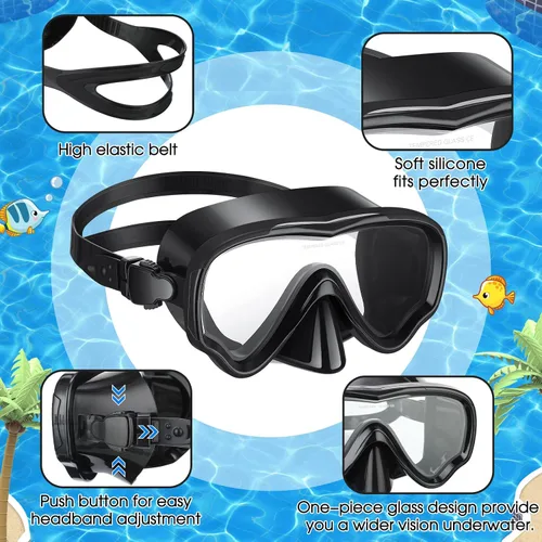 Miniatura 3 de 4 gafas de esnórquel para adultos, máscara de buceo, máscara de buceo, equipo de esnórquel para hombres y mujeres, gafas de natación panorámicas