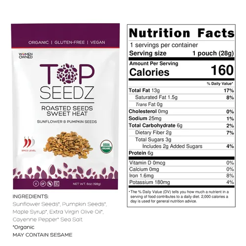Miniatura 2 de Top Seedz Semillas tostadas dulces veganas certificadas sin gluten Paquete de 2 6 onzas Hecho de semillas de girasol y calabaza sin cáscara