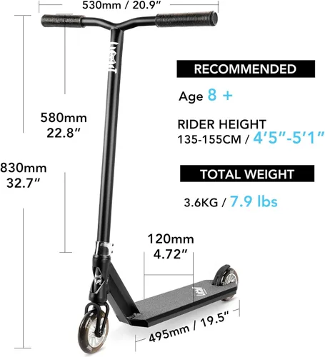 Miniatura 2 de Limit LMT66 Pro Stunt Scooter: los mejores scooters de trucos para niños de 6 años en adelante, patinete de calle BMX completo de estilo libre