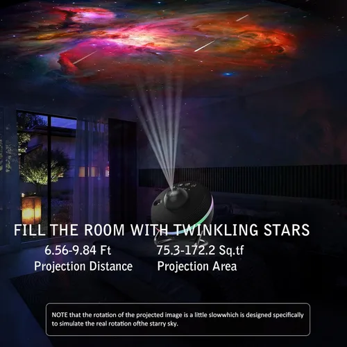 Miniatura 5 de Proyector de galaxia para dormitorio, proyector de estrellas de planetario con 13 discos Galaxy reemplazables 4K, imagen HD, gran área
