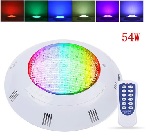 Miniatura 2 de 12V 54W Luz de piscina subacuática con cambio de color LED RGB IP68 con control remoto (54W)