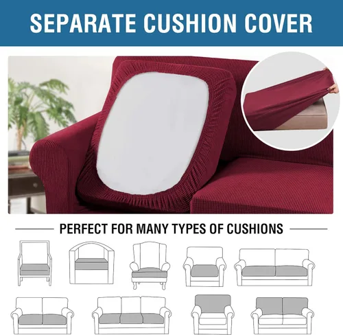Miniatura 5 de H.VERSAILTEX - 3 fundas de sofá elásticas para 2 cojines de sofá. Fundas para muebles de sala de estar (funda base más 2 fundas de cojín de asiento)