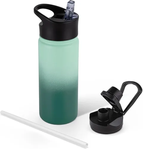 Miniatura 58 de Botella de agua aislada de 64 onzas con tapas de pajita y boquilla, jarra de agua de acero inoxidable de medio galón con mango de paracord, vacío