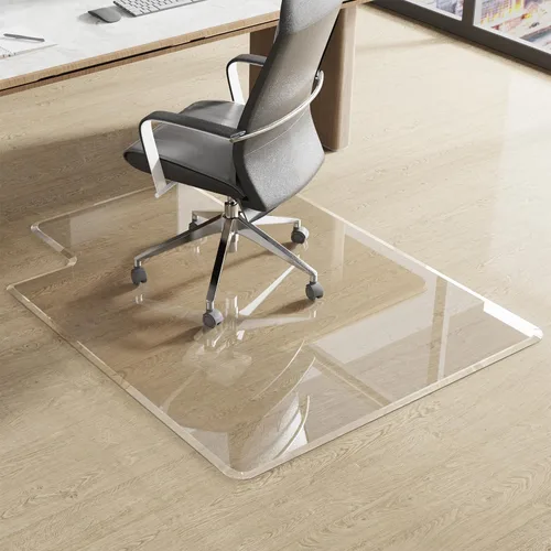 Miniatura 4 de MESAILUP Tapete para Silla de Oficina con Borde Biselado Irregular con Labio para Alfombra o Piso de Madera Dura Cristal Transparente 36" x 48