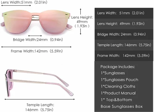 Miniatura 7 de Rimless Wayfarer Anteojos de sol en una sola pieza lente espejo reflectante, anteojos para hombres mujeres