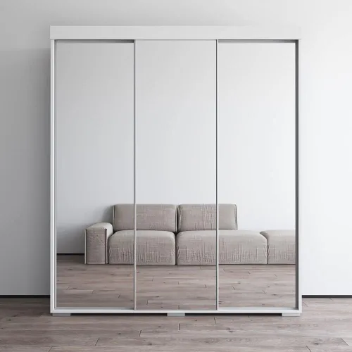 Meble Furniture Aria - Armario 3D con todas las puertas de espejo, amplio almacenamiento con múltiples estantes, armario moderno para dormitorio, 82