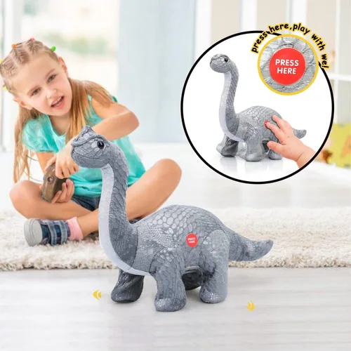 Miniatura 4 de TOY Life Dinosaurios a control remoto – Electrónico para caminar, brontosaurio de peluche y animal de peluche, dinosaurio RC regalo para niños de 3