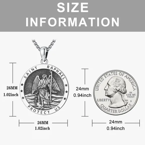 Miniatura 144 de Odinstone Collar de plata de ley 925 con medalla de San Miguel/San Cristóbal/San Benito/Crucifijo de Jesús/San Uriel/Arcángel Rafael para hombres