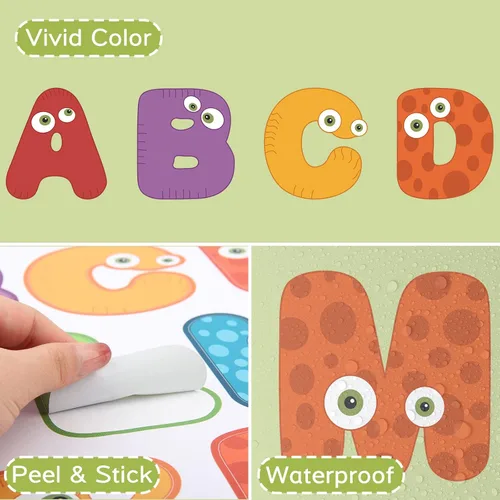 Miniatura 8 de Calcomanías de pared con letras ABC, calcomanías del alfabeto para decoración de habitación de niños, decoración de pared para guardería, decoración