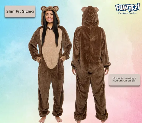 Miniatura 3 de Funziez! Mameluco de sherpa ajustado para adultos, disfraz de Halloween de animales, traje de cosplay de una pieza de felpa para mujeres y hombres