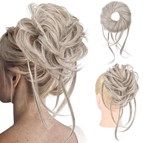 Miniatura 11 de HOOJIH Pieza de cabello estilo moño desordenado - Extensiones de cabello superlargas estilo moño rizado, envoltura de cabello ondulado, accesorio