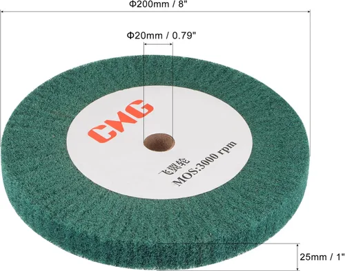 Miniatura 2 de uxcell 7.874 in x 0.984 in 240 Grit No Tejido Pulido Bruñido Rueda de Alambre de Nylon Dibujo Abrasivo Flap Rueda para Acero Inoxidable Cobre Verde