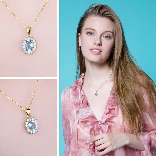 Miniatura 65 de JewelryPalace Princess Diana Kate Middleton Natural Amethyst Citrine Garnet Peridot Topaz Created Ruby Sapphire Simulated Emerald Pendant Necklace