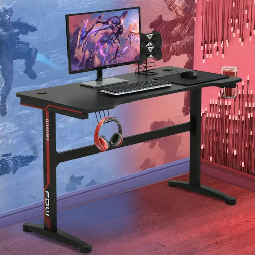 Miniatura 12 de Dkelincs Escritorio de juegos de 89 cm para PC, escritorio de oficina en casa, mesa de juegos en forma de Z. Estación de trabajo para jugadores Azul