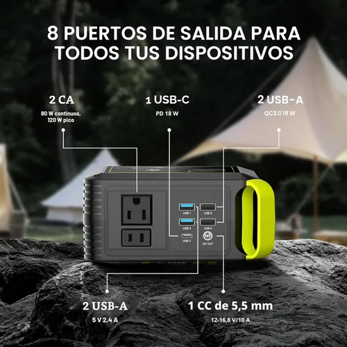 Miniatura 3 de MARBERO Generador solar de 88.8 Wh con panel solar de 21 W incluido estación de energía portátil 80 W 110 V 120 W máximo para acampar al aire libre