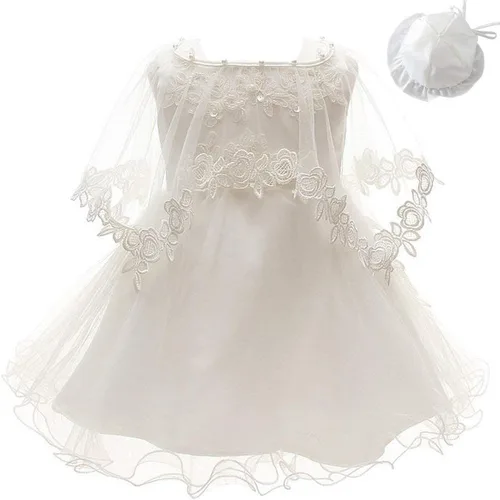 Miniatura 9 de Juego de 3 piezas de vestido de bautizo, vestido formal para niña, Marfil