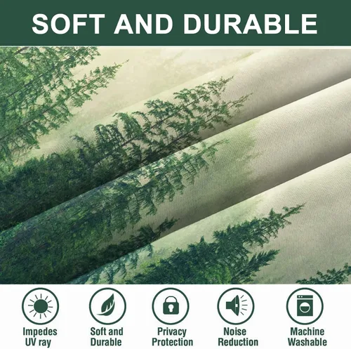Miniatura 17 de AWERT Cortinas opacas para dormitorio, árbol negro con niebla, naturaleza, amanecer, bosque, 2 paneles para sala de estar, bloqueo de calor, 21 x 45