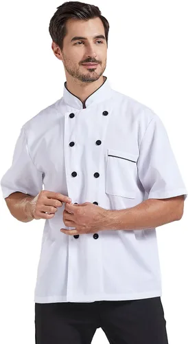 Miniatura 4 de Nanxson Chaqueta de chef unisex de manga cortalarga para hombres y mujeres CFM0001