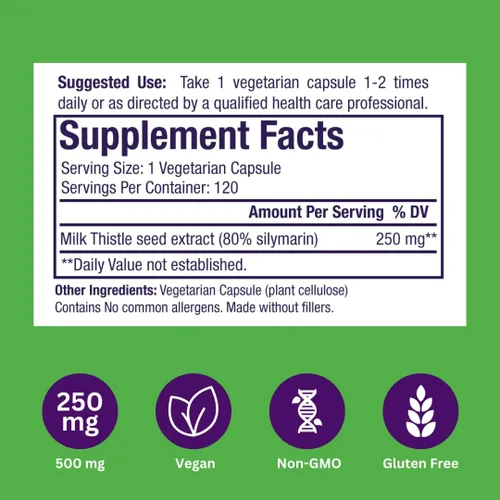 Miniatura 3 de Paradise Herbs Cardo mariano, extracto activo de espectro completo, vegano, sin OMG, sin gluten, 120 cápsulas vegetarianas