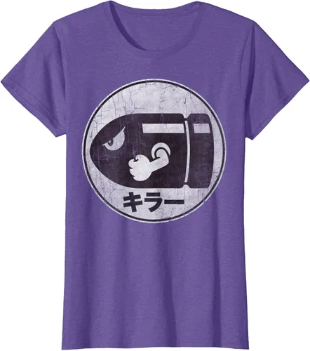 Miniatura 20 de Super Mario Camiseta con logotipo de Bullet Bill Distressed en Kanji