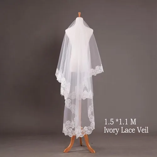 Miniatura 5 de auwiyd Velo de novia de 4.9 ft de encaje marfil largo velo catedral para mujeres y niñas, accesorios de boda, velo de encaje sin peine sin clip