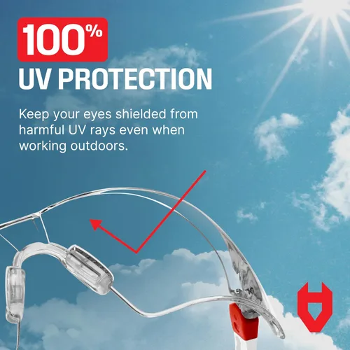 Miniatura 8 de NoCry Gafas de seguridad transparentes para hombres y mujeres; gafas de trabajo ligeras con marcos ajustables y agarres antideslizantes; gafas