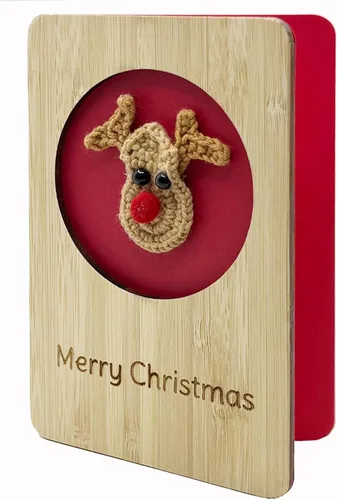 Miniatura 12 de 67 divertidas tarjetas de madera de Navidad, Ho Merry Chaos‑Mas, interior rojo en blanco para mensaje personalizado, regalo para familiares