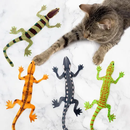 CiyvoLyeen Juguetes de lagarto con hierba gatera masticable, resistentes a las mordeduras, para gatos de interior, alivio del aburrimiento, limpieza