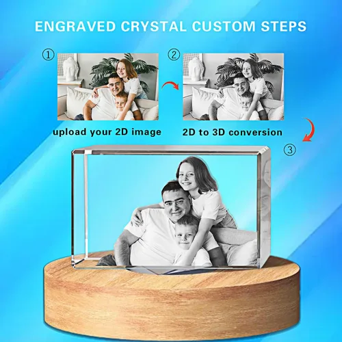 Miniatura 5 de Foto de cristal 3D, personalizada con tu foto para papá, mamá, él, ella, imagen personalizada grabada con láser 3D, cristal grabado, conmemorativo