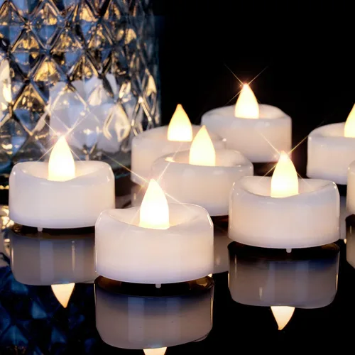 Miniatura 12 de merrynights - Velas LED sin llama, paquete de 12 velas pequeñas a pilas, velas para decoración de fiestas, hogar, bodas y otoño, 1.5 x 1.25 pulgadas