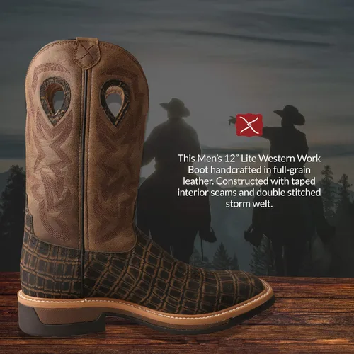 Miniatura 101 de Twisted X Botas Tech X para hombre de 12 pulgadas, botas occidentales casuales para hombre