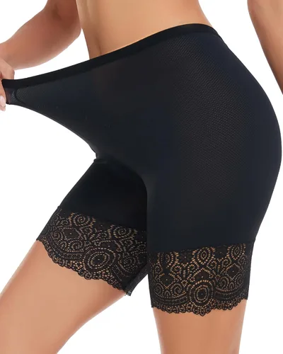Miniatura 10 de Pantalones cortos refrescantes para mujer para debajo de los vestidos, pantalones cortos antirozaduras, nailon elástico en 4 direcciones, encaje que