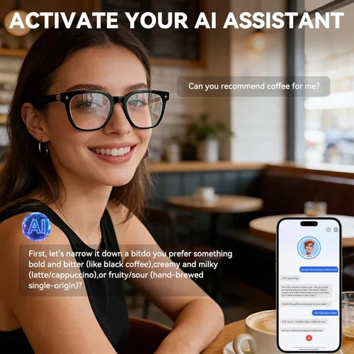 Miniatura 4 de Lentes inteligentes AI 2026, gafas Bluetooth para hombres y mujeres, música y llamadas de oído abierto, control táctil, asistente de voz, traducción
