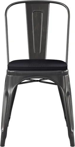 Miniatura 7 de BizChair Silla apilable comercial para interiores y exteriores con asiento de poliestireno, marco de metal dorado envejecido, asiento de poliresina
