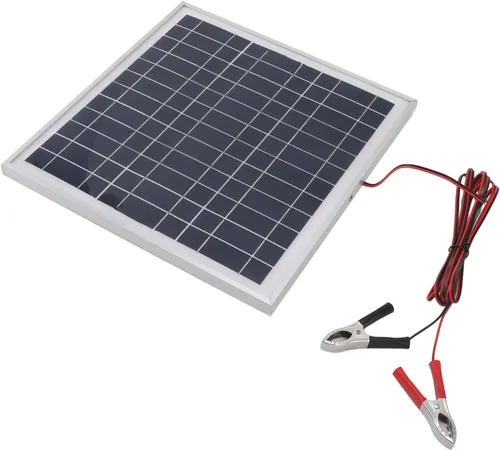 Acouto : 50W Portable Solar Panel Monocrystalline Silicon Solar Panel with 9.8FT Cable 18V Red and Black Battery Clips RV Camping Hiking with Battery