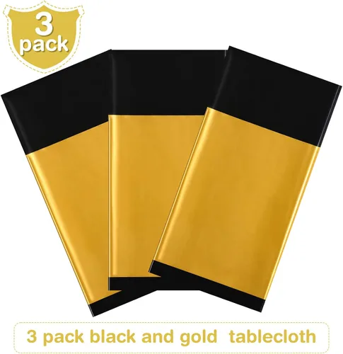 Miniatura 4 de Tatuo Juego de 3 piezas de mantel de plástico desechable rectangular y mantel para mesa para graduación, baby shower, despedida de soltera, fiesta