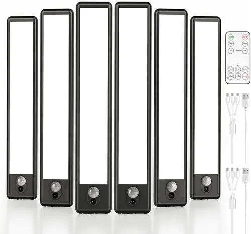 Miniatura 9 de EZVALO Luces para debajo del gabinete, luz con sensor de movimiento de 14.5 pulgadas, regulable para interiores, súper brillante, 4000 mAh, luces