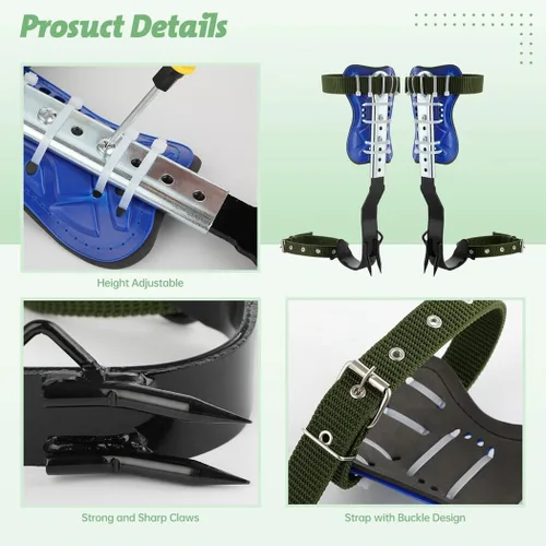 Miniatura 3 de Homaisson Juego de picos de escalada de árboles, picos ajustables para trepar árboles, engranajes portátiles para trepar árboles con cinturón