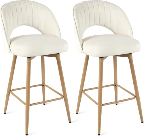 Miniatura 8 de Juego de 2 taburetes de bar giratorios de altura de mostrador para isla de cocina, sillas de bar de 26 pulgadas de altura de asiento para comedor