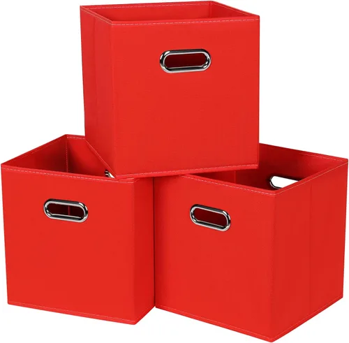Miniatura 19 de Cubos de almacenamiento de tela – 13 x 13 x 13 pulgadas, cubos organizadores plegables con asas dobles – juego de 6, color azul
