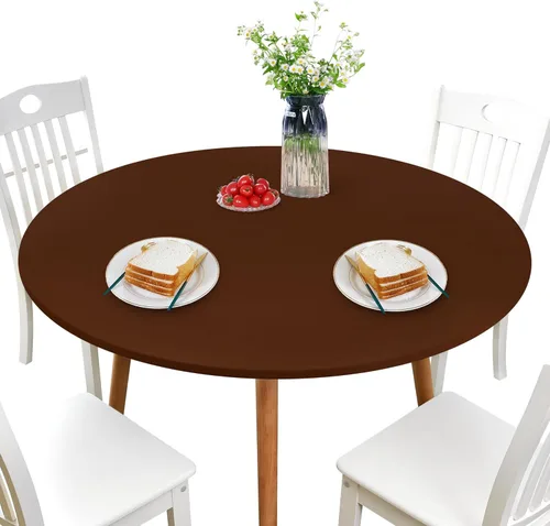 Miniatura 13 de NEWISHER - Funda para mesa redonda ajustable de spandex, mantel elástico con borde elástico negro para mesa de 60 pulgadas, apto para comedor