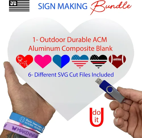 Miniatura 3 de Paquete Heart SVG con corazón de aluminio personalizable en blanco con archivo incluido, fabricado en los Estados Unidos para bricolaje, artesanos