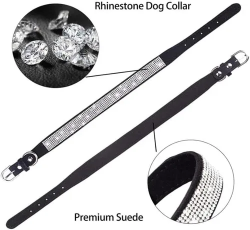 Miniatura 6 de Collar de Perro Pequeño, Collares de Perro con Diamantes de Imitación, Brillantes, Elegantes y con Detalles de Resplandecimiento para Razas XXS, XS