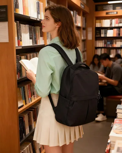 Miniatura 2 de Mochila pequeña para laptop para mujer, bolsa de computadora de 14 pulgadas con bolsillo trasero antirrobo oculto, mochila de viaje ligera